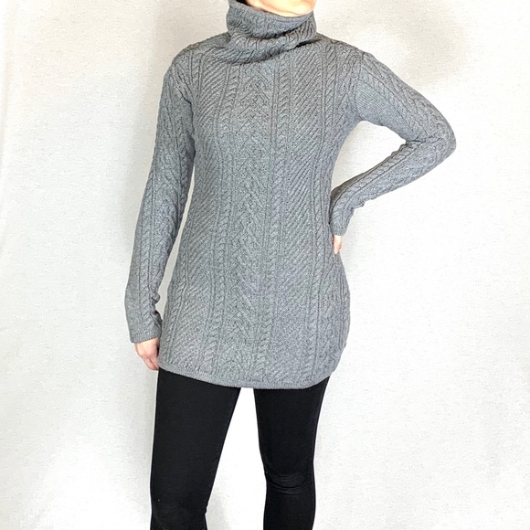 Cable Knit Cowl Neck Grey Sweater Small - Picture 2 of 8